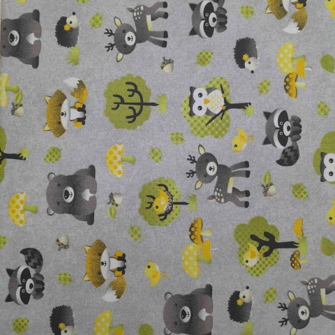 Tricoline Floresta animais fundo Cinza