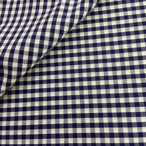 Tricoline Fio Tinto Xadrez Azul Marinho Pequeno