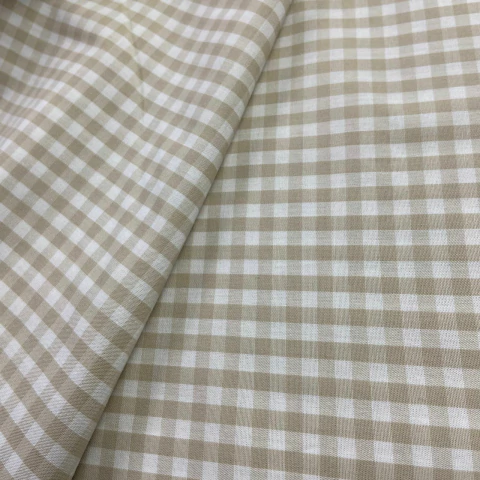 Tricoline Fio Tinto Xadrez Bege Pequeno