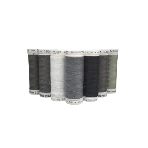 Linha Retrós Costuratex Blister c/100m. Cinza, Branco e Preto