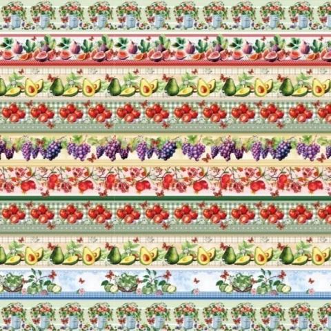 Tricoline Frutal Barrado - Coleção Modena