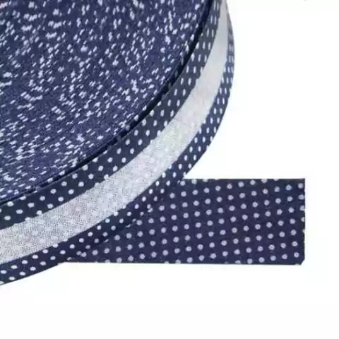 Viés Largo 35mm/23mm Poá Azul Marinho 07