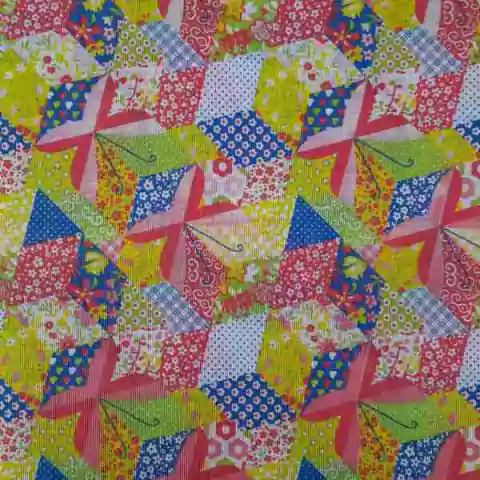 Tecido Chita Patchwork Colorido c/ Borboleta