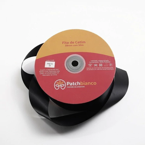 FITA DE CETIM 38MM PRETO 39
