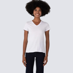 Blusa Básica Feminina Decote V Em Algodão Branca