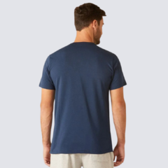Camiseta Básica Masculina Decote Redondo Em Algodão Azul Marinho na internet