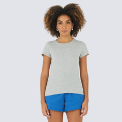 Blusa Básica Feminina Decote Redondo Em Algodão Cinza