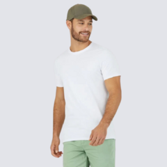 Camiseta Básica Masculina Decote Redondo Em Algodão Branca