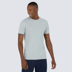 Camiseta Básica Masculina Decote Redondo Em Algodão Cinza