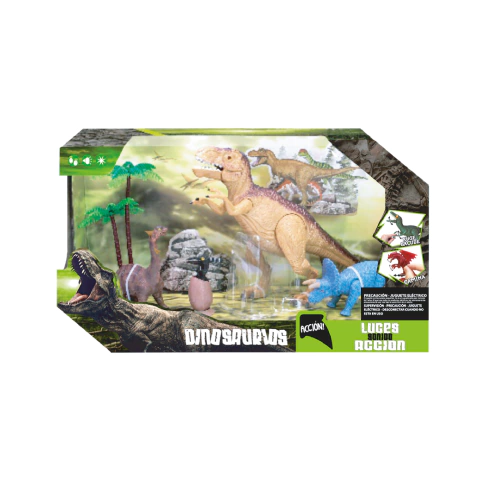 Set de Dinosaurios y T-Rex Chico con Luz y Sonido