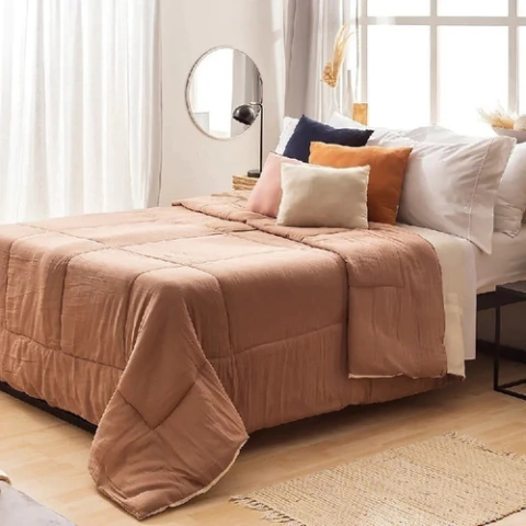 Acolchado Casablanca Duty Rustico Queen - Rosa - Liso