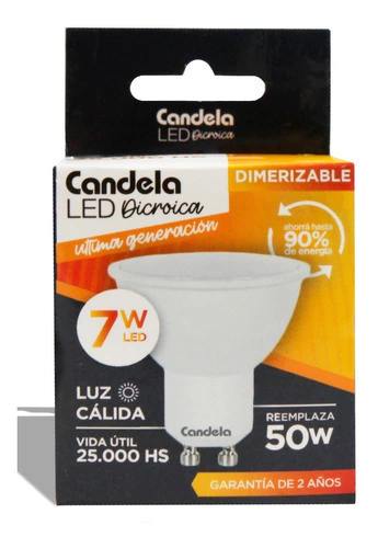 Lámpara Led Dicroica Dimer Candela 7w Reemplaza 50w