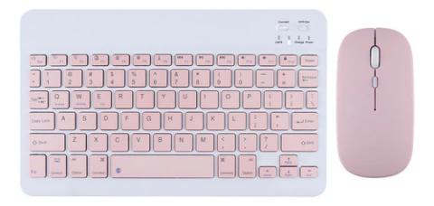 Kit Teclado Y Mouse Bluetooth Recargable Color Rosa