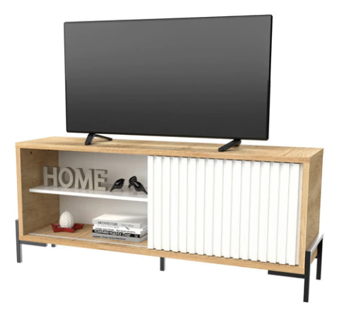 Rack Rod Tv 60 1 Puerta Color Roble Nebraska Natural/blanco Laca