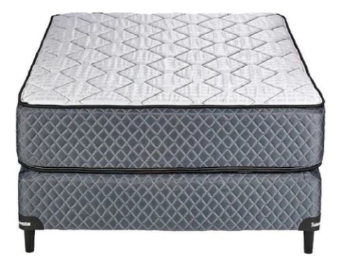 Colchón Y Sommier Suavestar Centuria 1 1/2 Alta Densidad Negro Y Gris