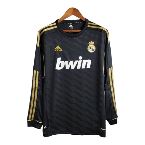Camisa Real Madrid II Retrô 2011/2012 manga longa - Masculina Adidas - Preta e Dourado