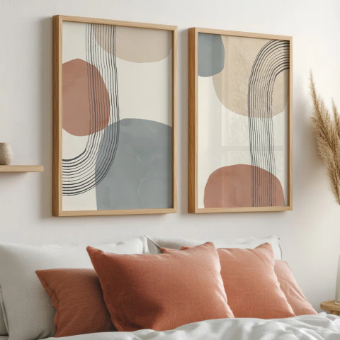 Conjunto com 2 Quadros Decorativos - Abstro