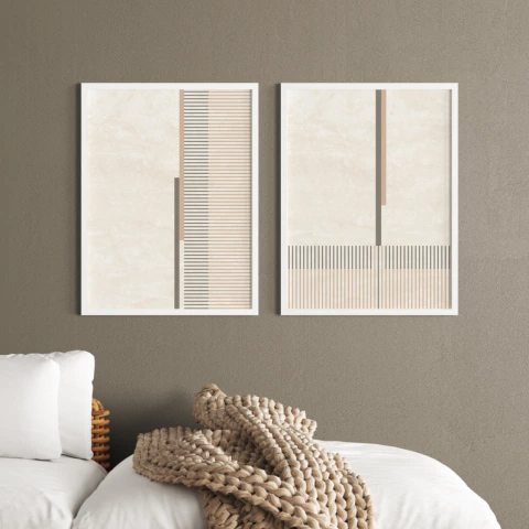 Conjunto com 2 Quadros Decorativos Linha Geométrica