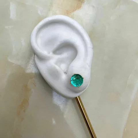 Brinco Isla Redondo Dourado com Verde