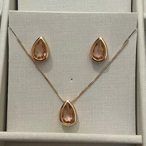 Conjunto Angel Gota Dourado com Rose