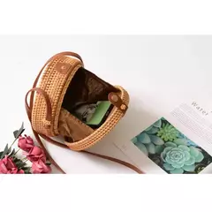 Bolsa Redonda palha de Madeira - comprar online