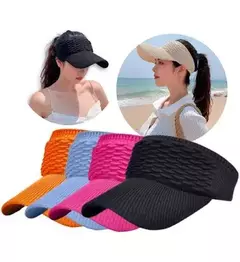 Viseira Feminina Praia Boné Tricot Proteção Solar Aba Longa - comprar online