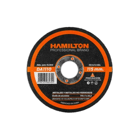 Disco Abrasivo de Corte Plano 115x1.6mm DA1116 - Hamilton