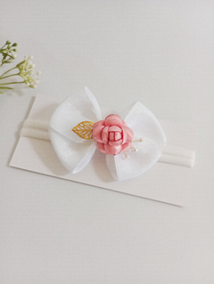 Laço Elisa organza Branco - Faixinha ou Presilha
