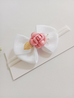 Laço Elisa organza Branco - Faixinha ou Presilha - comprar online