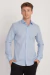 Camisa elástica slim tricoline com elastano lisa azul claro - loja online