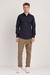 Camisa elástica slim tricoline com elastano lisa azul marinho - Vitta