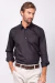 Camisa social manga longa regular 100% algodão preto - loja online