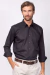 Camisa social manga longa regular 100% algodão preto
