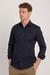 Camisa elástica slim tricoline com elastano lisa azul marinho na internet