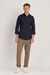 Camisa elástica slim tricoline com elastano lisa azul marinho