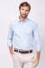Camisa social manga longa regular 100% algodão azul claro
