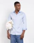 Camisa cetim algodão com elastano manga longa azul claro - loja online