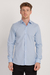 Camisa elástica slim tricoline com elastano lisa azul claro