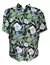 Camisa negro flor azul/hojas verdes