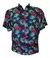 Camisa azul flores rojas
