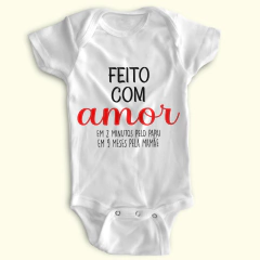 Body Bebê Personalizado Feito com Amor - Poliéster + Elastano 