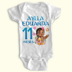 body Bebê Personalizado Mesversário - Tema Praia Tropical - Poliéster + Elastano - Estica! - comprar online