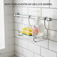 PORTA ESPONJA Y DETERGENTE PARA BARRAL CROMADO en internet