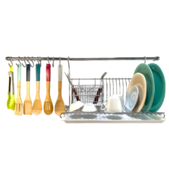 BARRAL 90 CM SECAPLATOS C/CUBIERTERO, GANCHOS CROMADO - comprar online