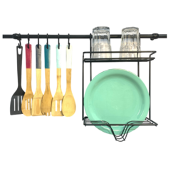 BARRAL 60 CM, SECAPLATOS, GANCHOS NEGRO - comprar online
