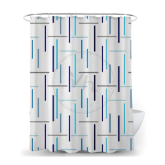 KIT ALFOMBRA BAÑO MARFIL Y CORTINA AZUL - tienda online