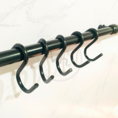 BARRAL 90 CM, SECAPLATOS C/CUBIERTERO, PORTA ROLLO, GANCHOS NEGRO - tienda online