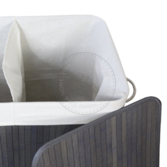 CESTO DE BAMBU RECTANGULAR DOBLE GRIS