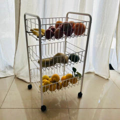 CARRO VERDULERO CON RUEDAS 3 ESTANTES BLANCO - comprar online