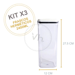 FRASCO HERMETICO CIERRE OPEN - CLOSE 2400 ML X3U. en internet